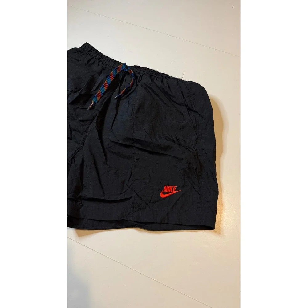 Vintage Nike Nylon Swim Athletic Shorts  Classic Logo Drawstring Pockets Large